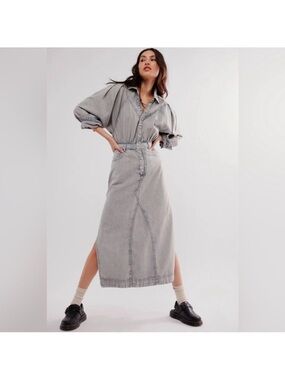 Free People Mad Love Denim Midi Dress